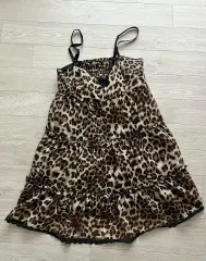 ONE PIECE ギャル レオパード ヴィンテージ スリップワンピース レオパード柄 MAZ マズ y2k 姫ギャル レース フリル シック MAZ