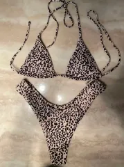 ユニークなレオパード セクシー ホルターネック タンニング ビキニ レディース 水着 ボディプロ