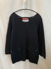CUBE SUGAR ブラックポケットニットトップス(M)/11527