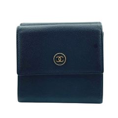 中古】 CHANEL シャネル ココボタン三つ折り財布 ブラック 黒 A20902