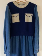 ニット ベスト デニム ワンピース