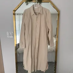 新品 コーデュロイ ベージュ シャツ ロング丈 ロング丈ワンピース シャツワンピース