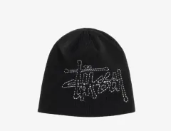 STU（STUSSY）スカルキャップ ベーシック ロゴ ビーニー スティッチ ブラック