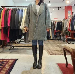 新品 日本版 ゴールデン ベア オーバーサイズ チェック ファー 裏地 コート