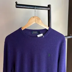 12516 - ポロ ラルフローレン パープル ウール ニット (ウール100%)
