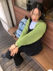 新品 ウール ブークレ ボレロ ニット カーディガン