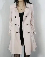 ピンク ダブル トレンチ ジャケット