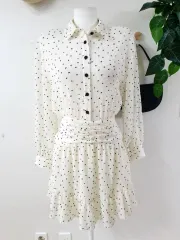 ZARA(ザラ) ドット ミニワンピース 55 アイボリー 細い線 S