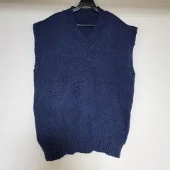 ブルー Vネック BIG ニット ベスト