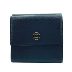 【中古】 CHANEL シャネル ココボタン三つ折り財布 ブラック 黒 A20902 キャビア ヴィンテージココボタン コンパクトウォレット レディース 26006035 HO