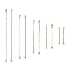 【数量限定】【大人気】延長チェーン ネックレス 引き輪 手芸材料 調整用 DIY 合計10本）ジュエリー 5サイズ 15.24cm 金属光沢 12.7cm 10cm 7.6cm ネックレス長さ調節(5本シルバー+5本ゴールド5cm 金属アレルギー対応 アジャス