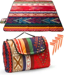 【特価セール】ピクニック キャンプ アウトドア インナーシート コンパクト 軽量 [新登場2025年2月] | 洗える 撥水 生地 キルティング 大判 cm 200×200 民族柄 3層構造 ふかふか 厚手 レジャーシート 【敷くだけ、ぐんと素敵に】