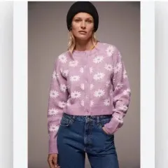 ザラ パープル フラワー カーディガン ニット