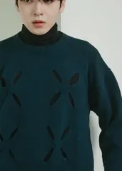 牛 スタジオ フローラル エンブロイダリー ニット セーター 46 サイズ