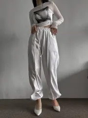 綿 ワイド ジョガーパンツ