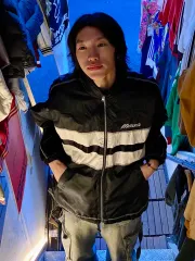 mizuno(ミズノ) ブラック & ホワイト オーバーサイズ ウインドブレーカー XXL