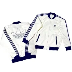 アディダス ビックロゴ 白 ネイビー ブルゾン 必須アイテム ダウン