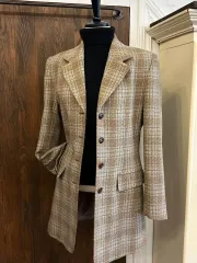 茶色 ミント チェック ジャケット