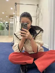 オープンヘラ THE LAURENT フリル エンブロイダリー ニット