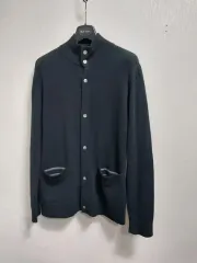 ジェフェン GREEN LABEL RELAXNG メンズブラックウールニットカーディガン ハイネック 95