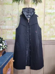 刺繡 レースボンディングフード付きロングベスト