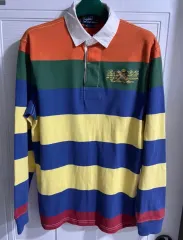 M サイズ ポロ ストライプ バード刺繍 ラグビーシャツ