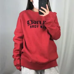 トミーヒルフィガー レッド 起毛 スウェット L 241127