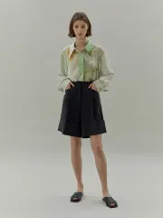 LOW CLASSIC(ロウ クラシック) ハーフ ターンアップ パンツ ネイビー M