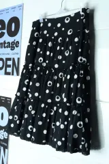 W(S-M) スカート ドット ブラック A LINE ティアード-2488
