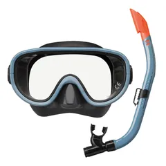 新品 REEFTOURER シュノーケリング シュノーケル マスク スノーケル 大人用 2点セット シリコーン製 ブラックスモークブルー RC0117