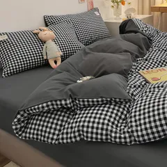 新品 「§ｚｚ．ｌｕｘｉ」布団カバーセット シングル 3点セット ins ストライプ 無地 コントラストカラー シンプル 寝具カバー 洋式・和式兼用 ベッドカバー 掛け布団カバー ボックスシーツ 枕カバー シーツカバー 肌に優しい ピーチスキン加工 北欧風 オ