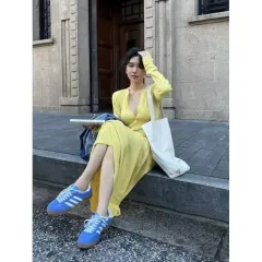 長袖 Vネック ニット ロング ONE PIECE 商品出品 (3 color)(新品)