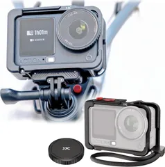 新品 JJC DJI Osmo Action 6 専用ケージ Osmo Action 6 ケース アルミニウム合金製 カメラ保護 落下防止 耐衝撃 擦り傷防止 軽量 装着簡単 フルアクセス 1/4-20 ネジ穴 コールドシュー ストラップとレンズキャップ付属