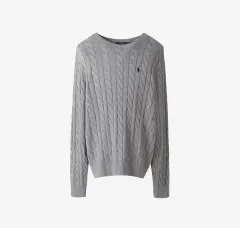 （ L ） ポロ ラルフ ローレン ケーブル ニット セーター コットン セーター グレー