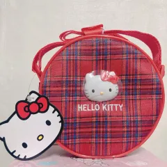 ハローキティ チェックパターン 円型 クロスバッグ
