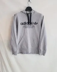 adidas(アディダス) ビッグロゴ グレー フード付きTシャツ 95