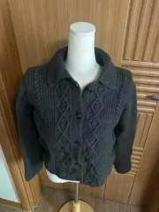 ウール ケーブル編み ニットジャケット