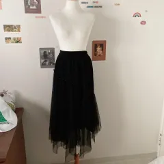 黒 パールレース ウエストゴムスカート