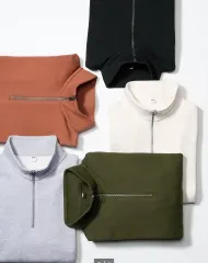 ユニクロ ハーフジップアップ スウェットシャツ オレンジ