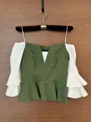 混合 オフショルダー トップス