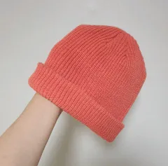 リブ付きビーニー ニットビーニー 冬用帽子 ニットハット キャスケット