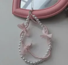 リボン ビーズ ストラップ