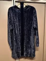 青 ベロア ワンピース