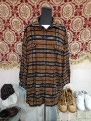 ニコエンド ウール混 オーバーサイズ チェック シャツ ワンピース