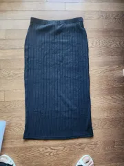 66 新品 ロング丈スカート ブラックスカート ニットスカート リブスカート