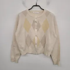 レディース 66サイズ MELODYガーデン アーガイル ニット カーディガン