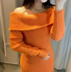 H&M エイチ・アンド・エム オフショルダー オレンジ ニットワンピース 新品 ザラ ヴィンテージ ギャル カーディガン スカート