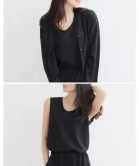 新品 AIMERFEEL 黒 ノースリーブ カーディガン セット