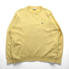 LACOSTE 80年代 ニット セーター L イエロー ウール ワンポイントロゴ