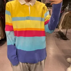 (212) J CREW ジェイクルー 無地 ストライプ ポロTシャツ ロングスリーブ
